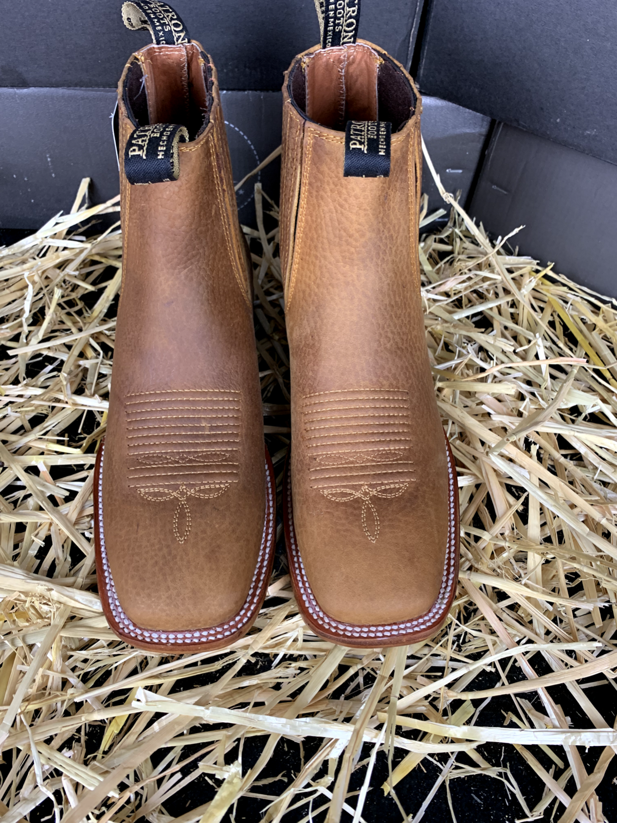 Men's Genuine Leather Western Style Cowboy Ankle Boots Rodeo Square Toe Botines