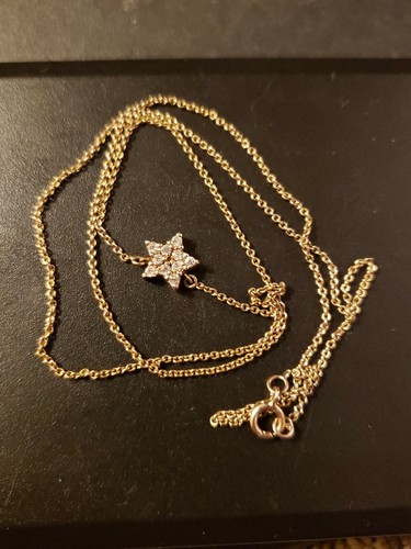 STAR JEWELRY　925 K14 CZ Star Necklace 925 Sterling Silver CZ Diamond Iced Out
