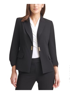 

Женский блейзер DKNY с черной подкладкой и застежкой на кнопки Petites, Черный, XJ1J7962
