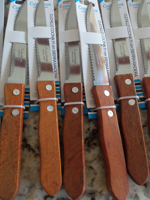LOT 6 Tischmesser + Gemüse Schäler 11 CM Edelstahl Holz -13071
