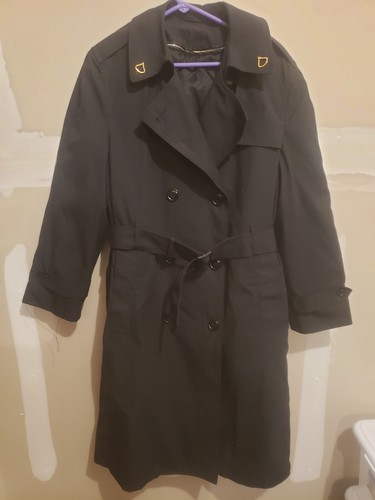 DSCP USMC Marine Corps size 12R Trench Coat rain jacket Black With Insignia