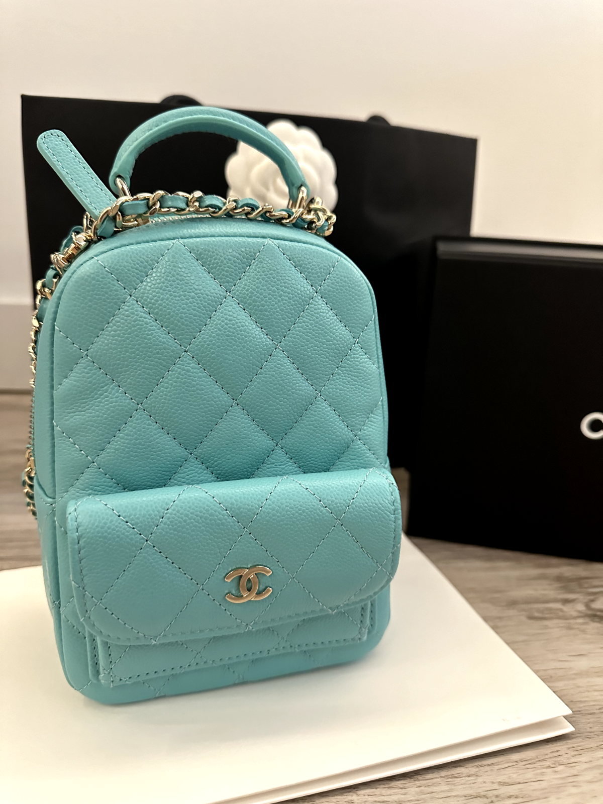NEW RARE CHANEL 24 Caviar Quilted CC Mini Classic Backpack