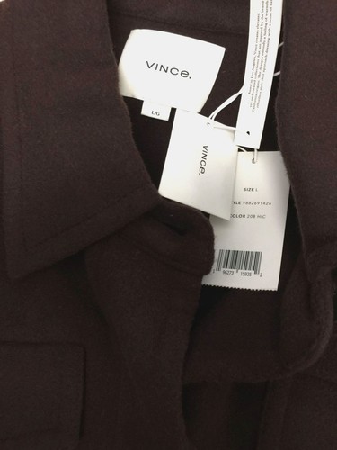 Pre-owned Vince $795  Women's Brown Double Wool Long Shirt Coat Jacket Size Large