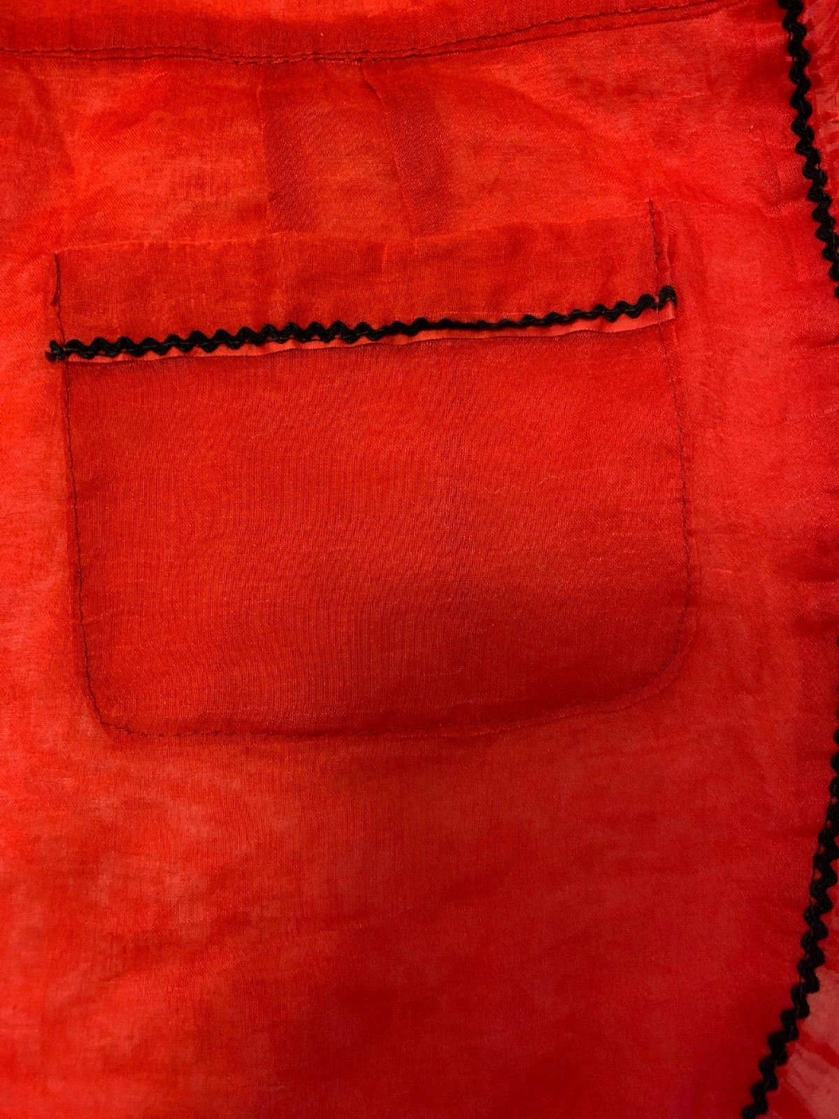 Vintage Sheer Holiday Hostess Aprons Red with Black Trim  (RickRack)