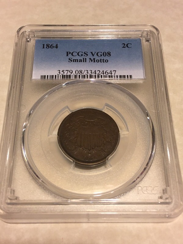 1864 VG8 VG08 PCGS 2C 2 cent Small Motto coin
