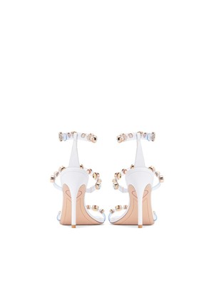 Pre-owned Sophia Webster Womens White Rosalind Square Toe Stiletto Heels Shoes 36