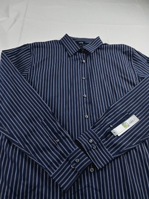 Apt 9 Shirt Men Size XLT Button Front Long Sleeve Blue Striped 100% Cotton