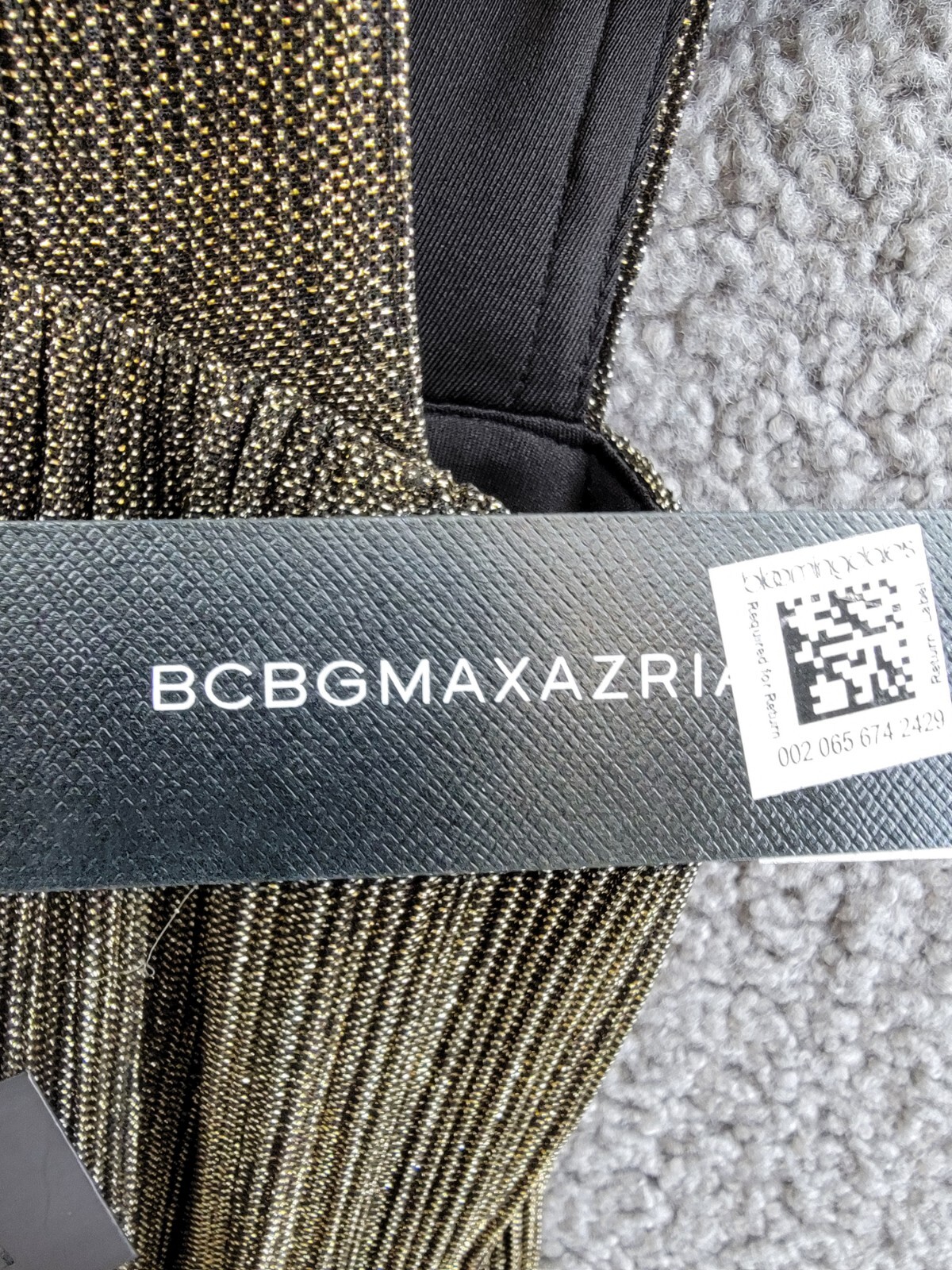 Pre-owned Bcbgmaxazria Pleated Metallic Evening Gown Women's M Gold Cutout Back Button Zip