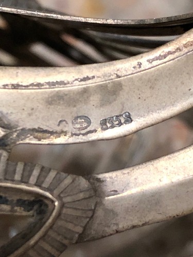 Antique Swan Crystal Glass Silver Bowl Candy Dish 835S Stamped