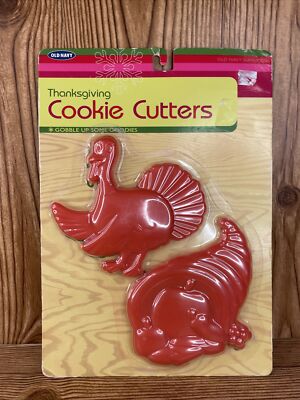 Vtg Old Navy Cookie Cutter Set of 2 Thanksgiving 4'' Turkey Cornucopia