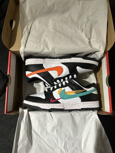 Pre-owned Nike Dunk Low Multi-swoosh Lunar Year Panda Washed Fd4623-131 Size 8 W In White/washed Teal-white