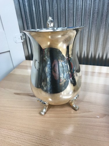 Silverplate Footed Water Pitcher with Ice Lip & Claw Feet Silver Plate