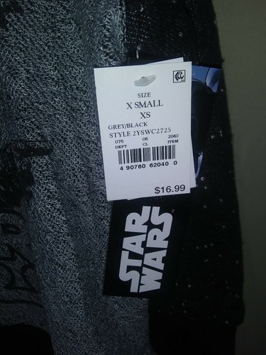 DISNEY Star Wars Sweater-Black/Gray-Darth Vader-Youth XS-NWT-(D14)