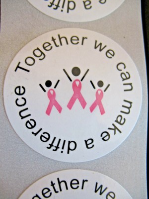  100 BREAST CANCER STICKERS TOGETHER WE CAN MAKE A DIFFERENCE FAST SHIP 