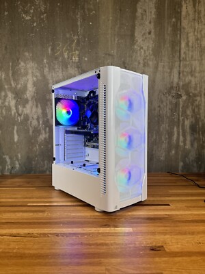 Custom white RGB Prebuilt Gaming Desktop PC Intel i5 NVIDIA Quadrok620 500GB 8G