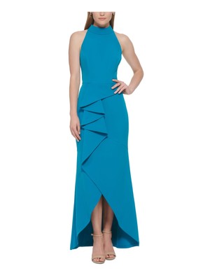 Женское вечернее платье без рукавов с каскадными оборками на бирюзовой подкладке от VINCE CAMUTO 8