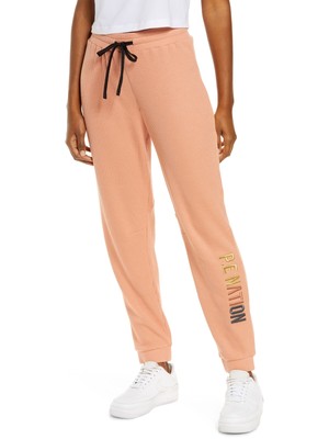 

Женские брюки кораллового цвета с вафельной резинкой P. E NATION для активного отдыха и высокой талией, Коралл