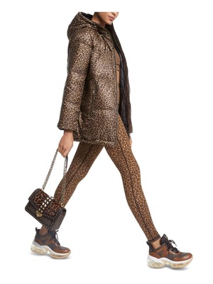 

MICHAEL KORS Женский Бежевый Двусторонний Пуховик с Капюшоном на Шнурке, MF1202A43F