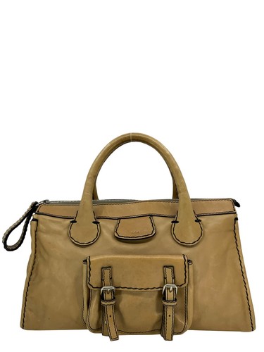 バッグ 00s Vintage Chloe Edith Leather Hand Bag Chloe Edith Tan Brown Leather X-Large Satchel Tote Hand Bag