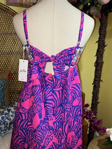 Pre-owned Lilly Pulitzer Bernadetta Maxi Dress Passion Fruit Pink Wild Nights Size 6