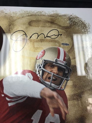 Joe Montana Breaking Through Piece Signed Picture With Coa