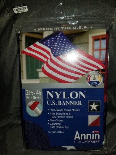 Annin Embroidered American Flag Banner - 2.5 x 4