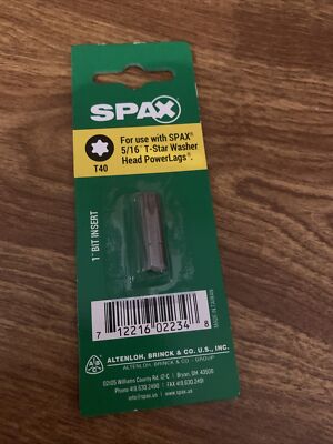 SPAX  Torx T40 1'' Insert Drive Bit For 5/16 T-Star Washer Head Power Lags