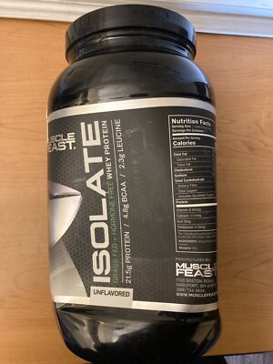 Muscle Feast Grass-Fed Whey Protein Isolate Unflavored Powder 2 LBS, 37 Servings