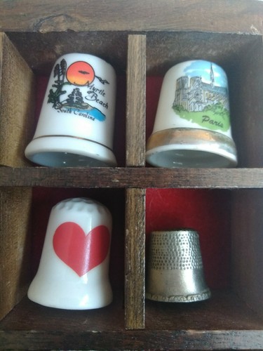 VTG LOT OF 20 THIMBLES 1 SILVER 5 METALS 14 GLASS FLORALS STATES BIRDS BUTTERFLY