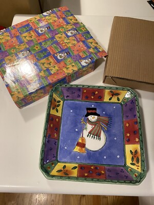 Sango The Sweet Shoppe Christmas Snowman 10.75  Candy Dish Plate Sue Zipkin NIB