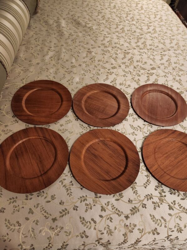 Vintage Ladybird Mid Century Made In Denmark Wood Charger Plates (6) Thin...