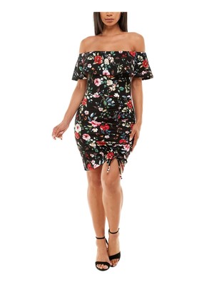 

ALMOST FAMOUS Womens Black Tie Off Body Con Dress Juniors, Черный