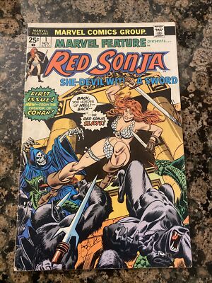 Marvel Feature #1 (1975) Key 1st Headline Featuring Red Sonja VG/FN