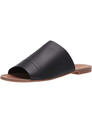 SPLENDID Womens Black Mavis Round Toe Slip On Leather Slide Sandals Shoes 6.5 M