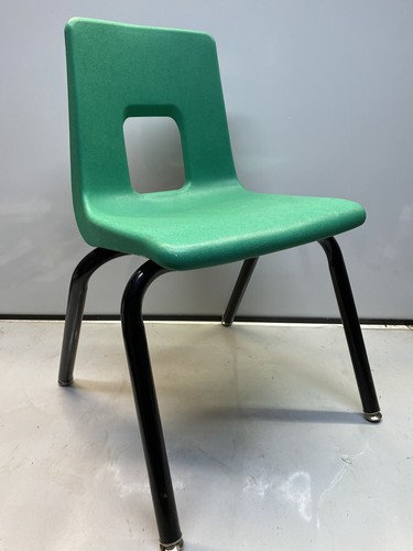School Hard Plastic Metal Kids Student Stackable 14” Green Vintage Home