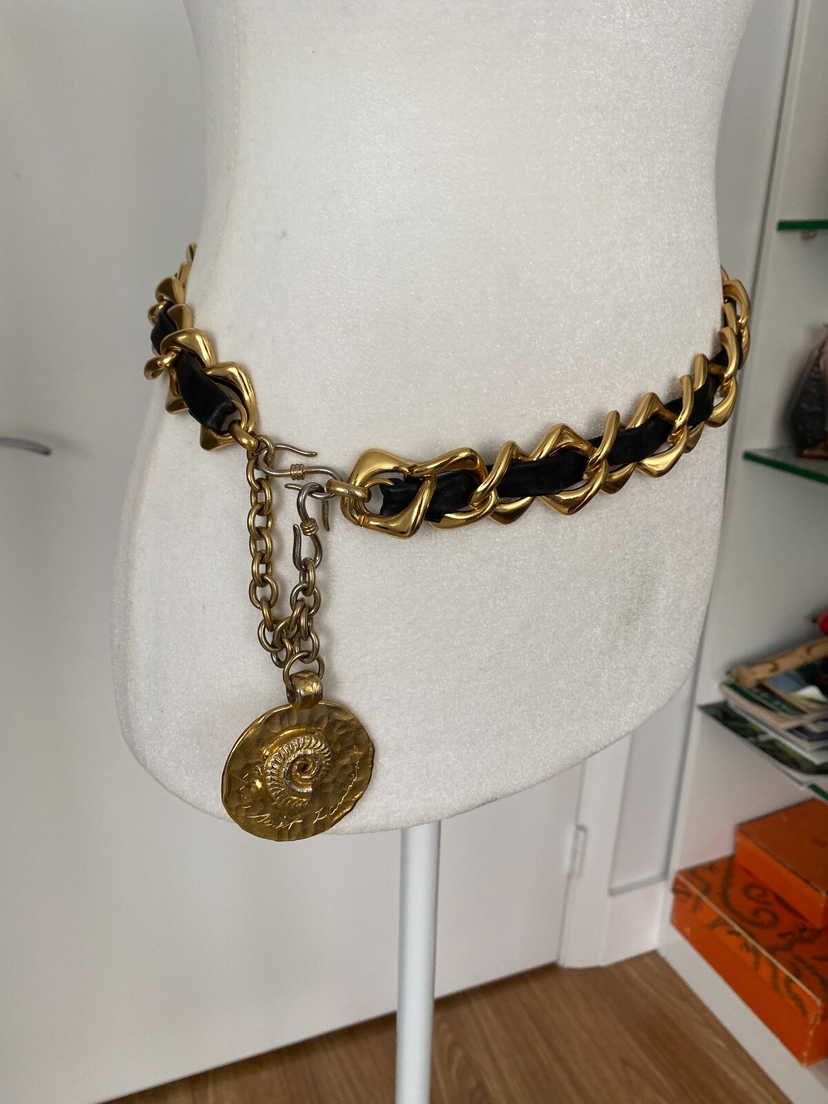 ysl gold chain belt