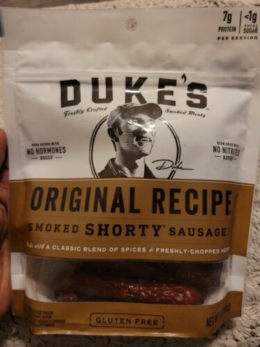 Duke's Original Recipe Smoked Shorty's Sausages Pork Jerky, 5 Oz Bags 08/2021