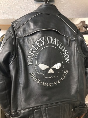 Harley Davidson Willie G Skull Reflective Leather Jacket Med Harley Davidson Willie G Skull Reflective Leather Jacket Med