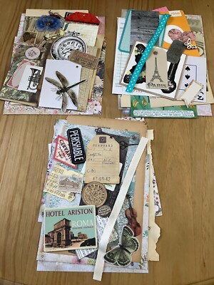 25 Piece Ephemera Lot Paper Supplies Junk Journal Scrapbooking Vtg Book Pages