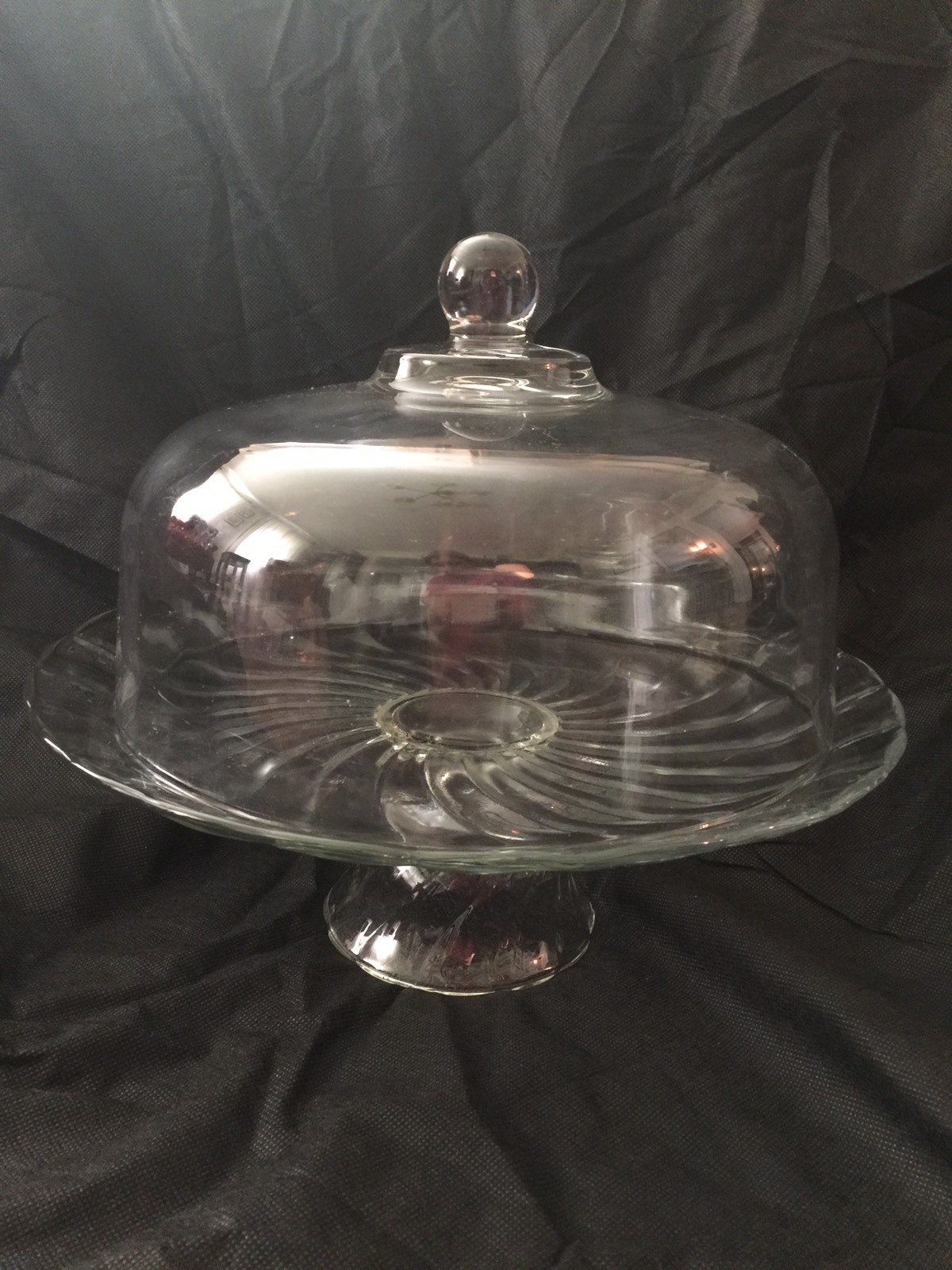 Glass Cake Dome Cake Stand Punch Bowl Great Condition