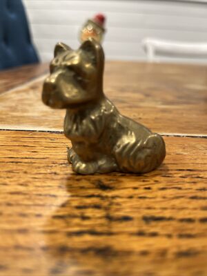 Vntg Solid Brass Dog 2x2x1 Inches