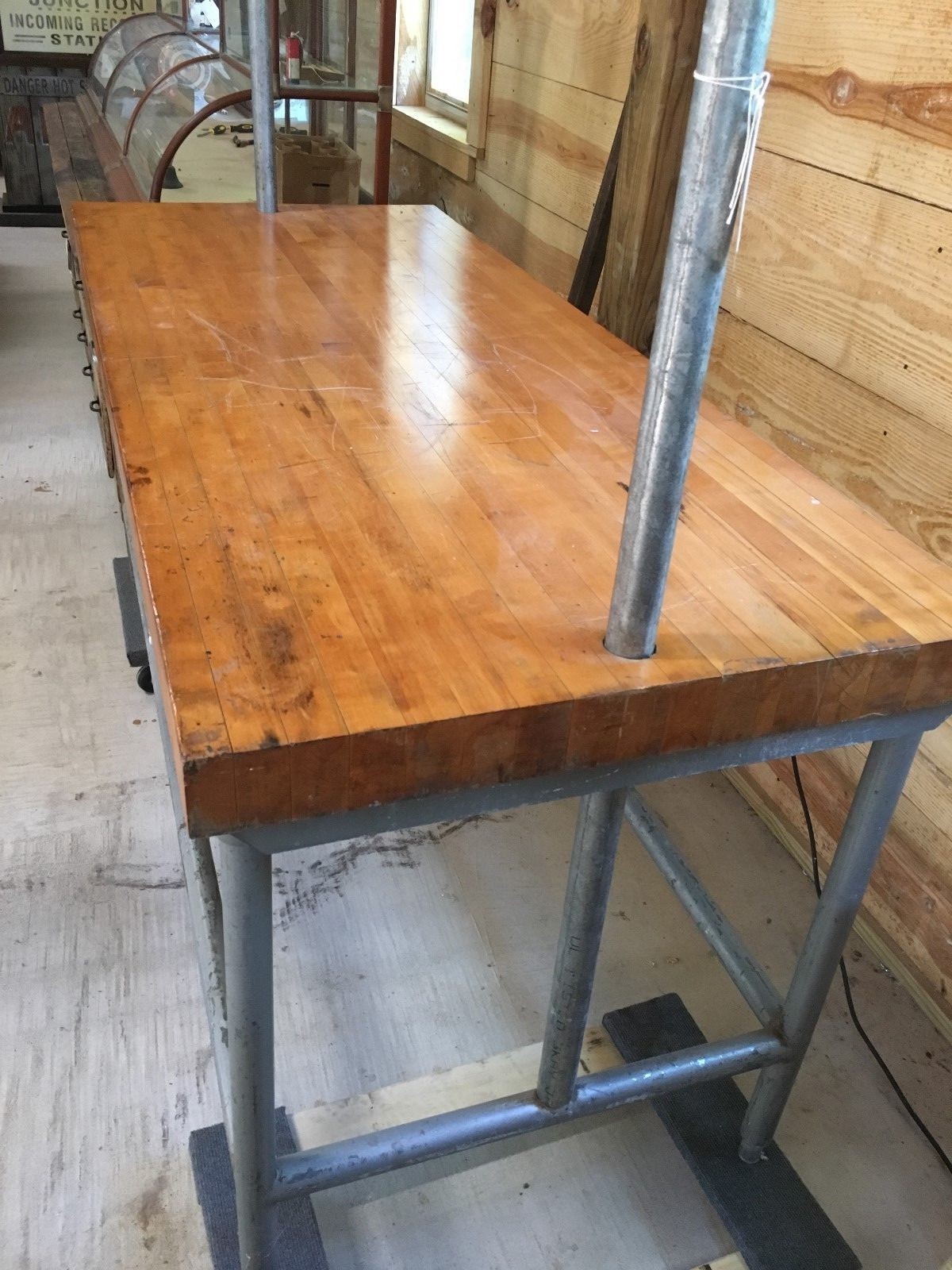 Maple Butcher Block Table! with Overhead Pot Rack