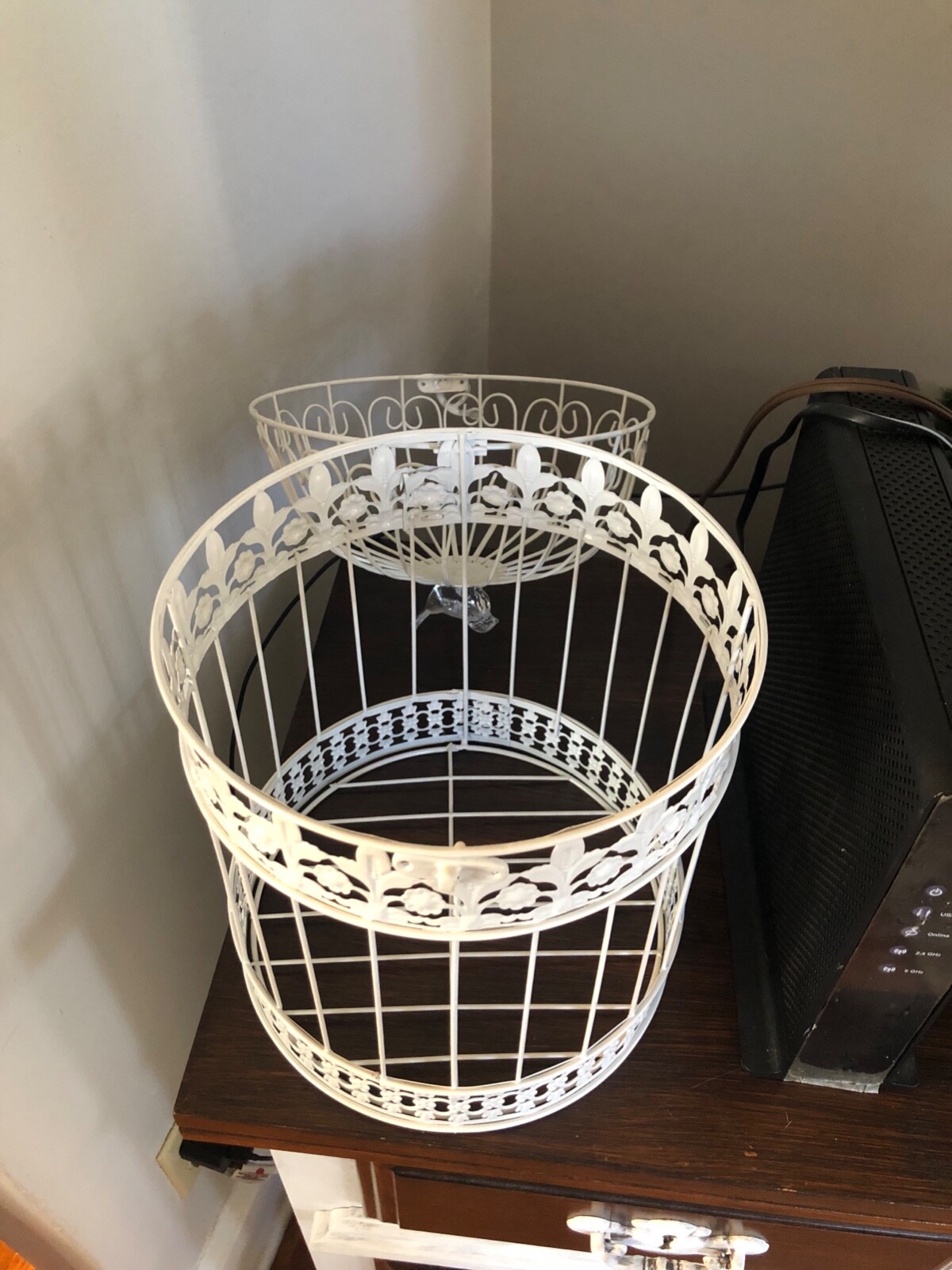 White Bird Cage Box Decor 16x9”