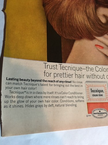 1963 Vintage Ad Tecnique Color-Tone Hairccolor (E1)