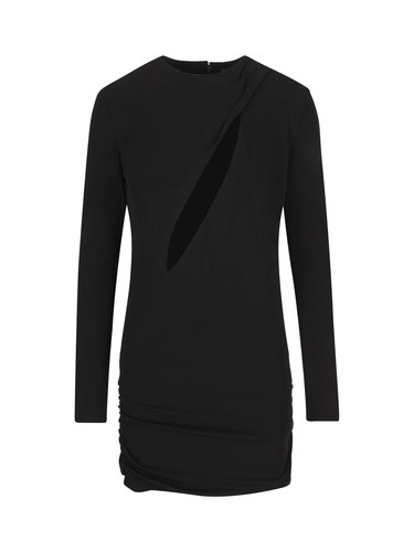 Pre-owned Versace Nwt$2,575  Runway 2023 Slashed Cut Out Black Mini Dress It 44/us 8