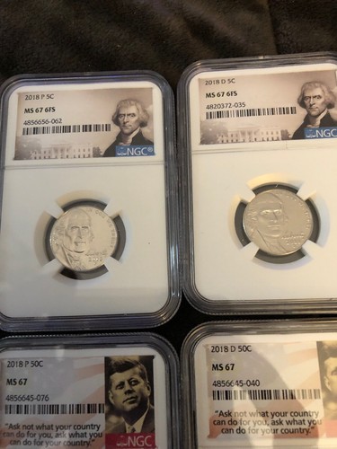 2018-P&D Set Penny Nickle Dime Kennedy Half & Sacagawea Complete P&D MS67 TopSet