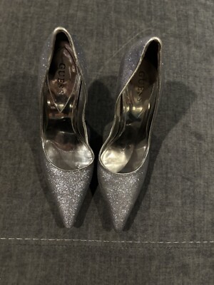 Guess Silver Glitter Heels Size 9 