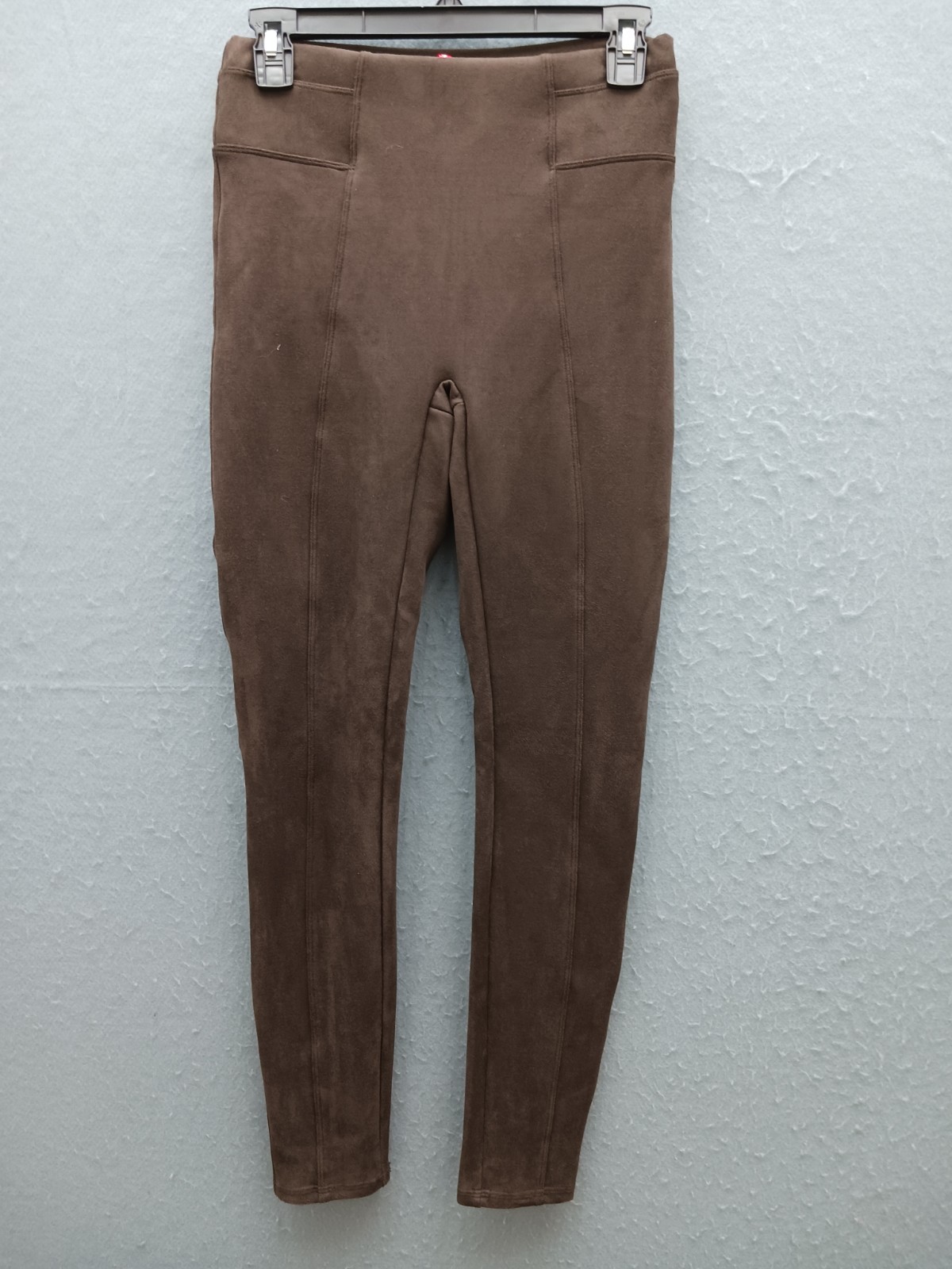 Spanx Women's Pants Size S Brown Polyester Faux Suede High Rise Pull On Skinny