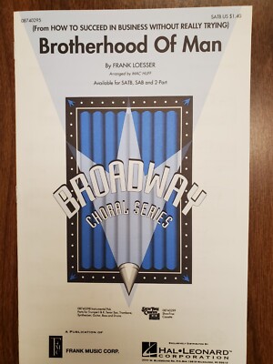 **LOT OF 15**  BROTHERHOOD OF MAN - Loesser - Hal Leonard - SATB Choral Octavo