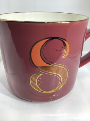 MONOGRAM ''S'' COFFEE MUG. MONOGRAM S LETTERED MUG. LETTER S Art Deco Mug. B255